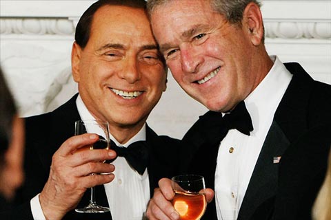 Italian Prime Minister Silvio Berlusconi and George W. Bush