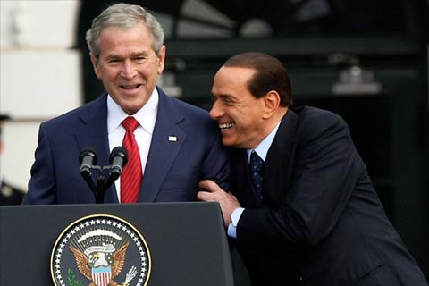 Italian Prime Minister Silvio Berlusconi and George W. Bush