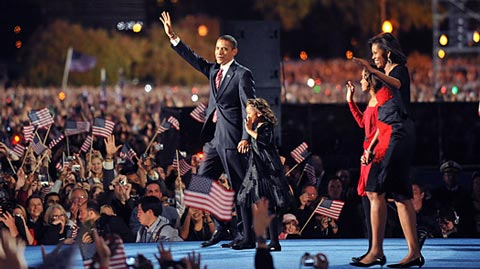 US President Barack Obama with family